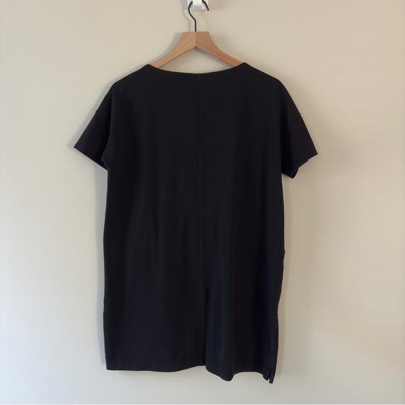 Eileen Fisher Cotton Blend Short Sleeve Square Mini Dress Pockets Casual stretch - Picture 2 of 9